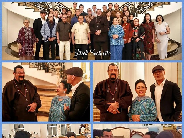 Momen Deddy Corbuzier, Steven Seagal, Prabowo dan Titiek Soeharto Foto Bersama